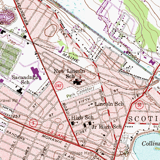 Topographic Map of Lincoln Elementary School, NY
