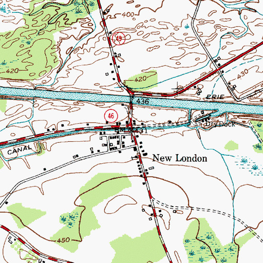 Topographic Map of New London, NY