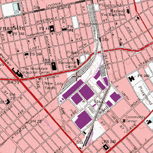 Topographic Map of New Lots Yards, NY