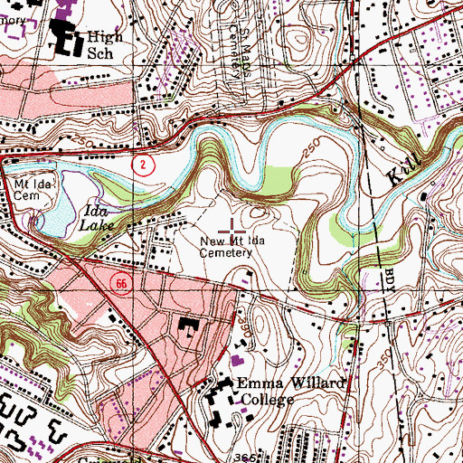 Topographic Map of New Mount Ida Cemetery, NY