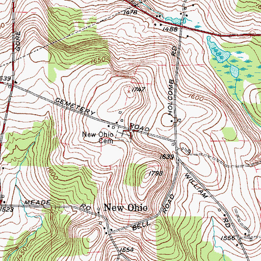 Topographic Map of New Ohio Cemetery, NY