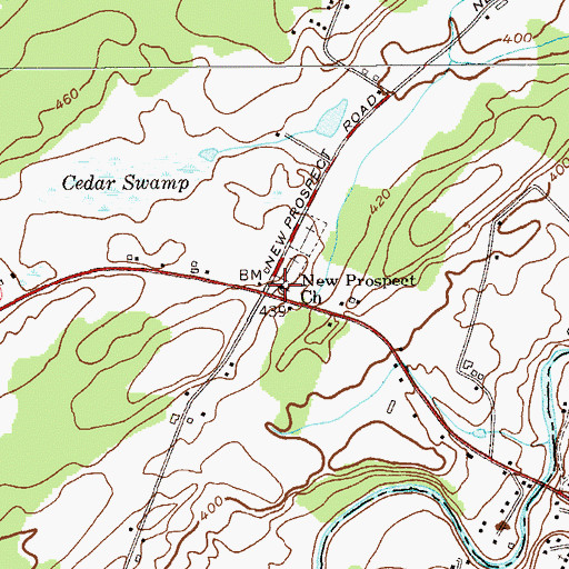 Topographic Map of New Prospect Church, NY