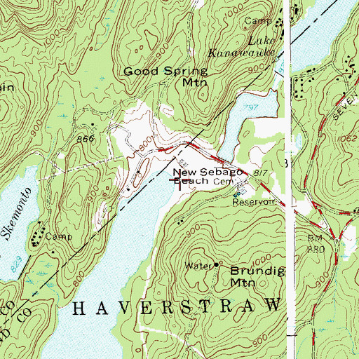 Topographic Map of New Sebago Beach, NY