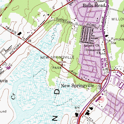 Topographic Map of New Springville Park, NY