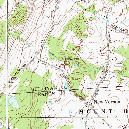 Topographic Map of New Vernon Cemetery, NY