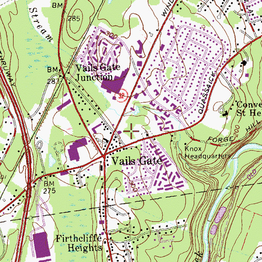 Topographic Map of New Windsor School (historical), NY
