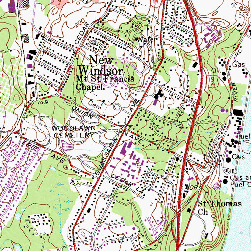 Topographic Map of New Windsor, NY