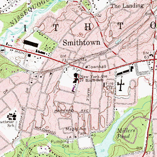 Topographic Map of New York Avenue Junior High School (historical), NY