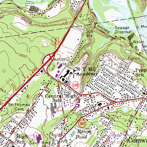 Topographic Map of New York Military Academy, NY