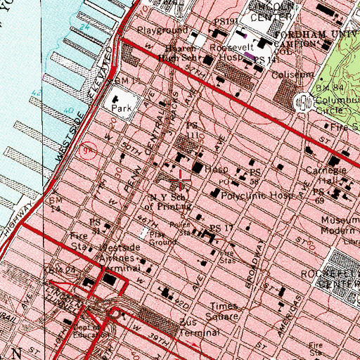 Topographic Map of High School of Graphic Communication Arts, NY