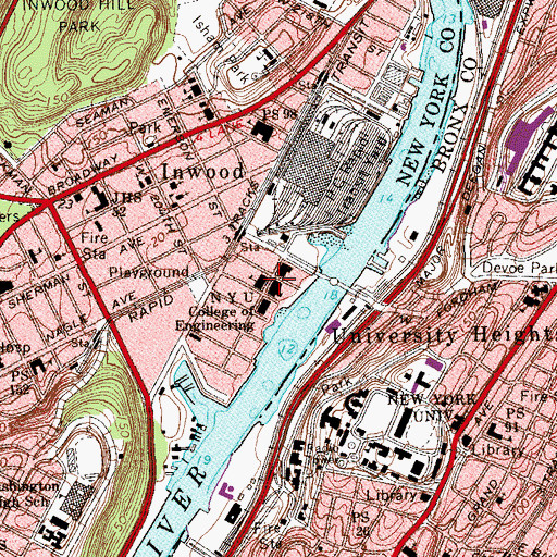 Topographic Map of New York University College of Engineering, NY
