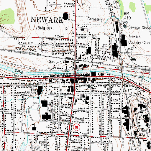 Topographic Map of Newark, NY