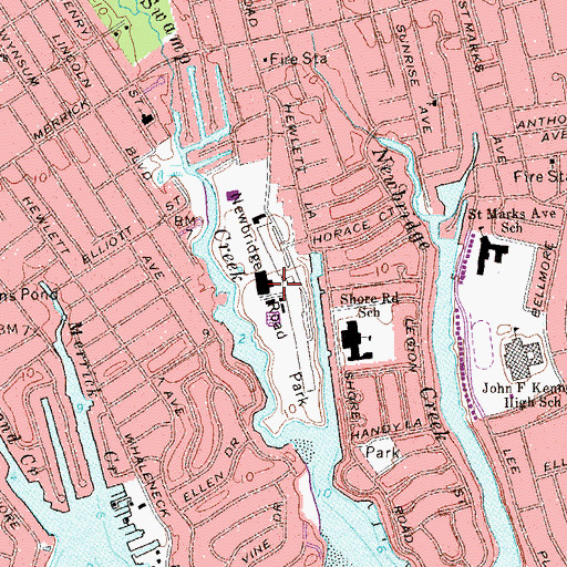 Topographic Map of Newbridge Road Park, NY