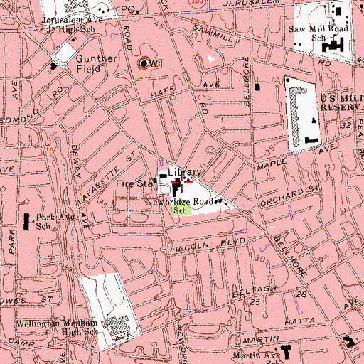 Topographic Map of Newbridge Road Elementary School, NY