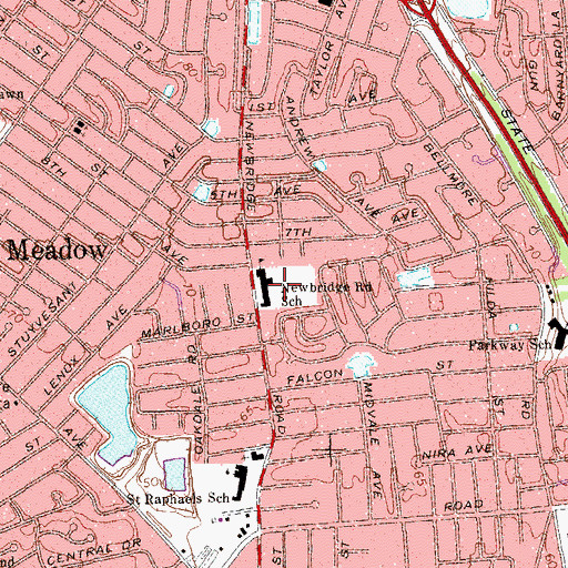 Topographic Map of Newbridge Road School, NY