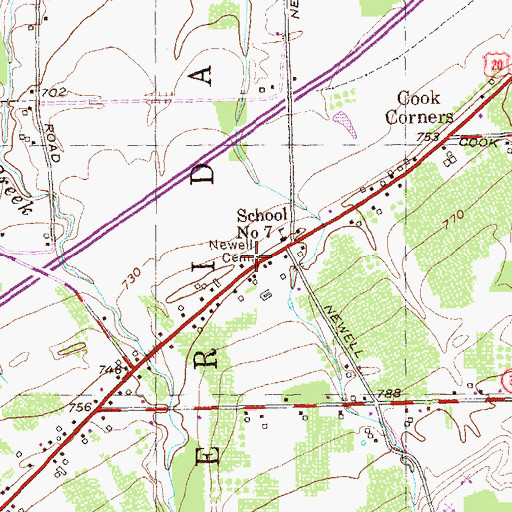 Topographic Map of West Sheridan Cemetery, NY