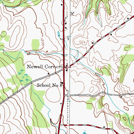 Topographic Map of Newell Corners, NY