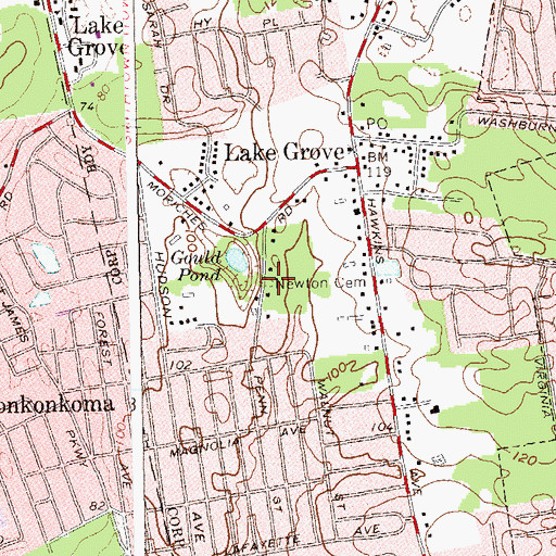 Topographic Map of Newton Cemetery, NY