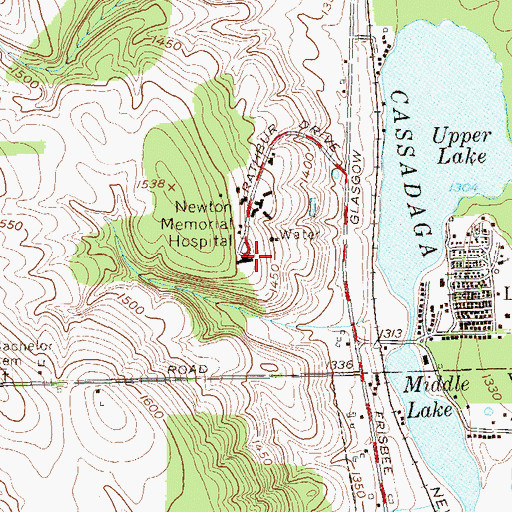 Topographic Map of Newton Memorial Hospital (historical), NY