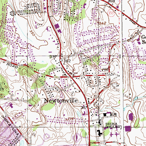 Topographic Map of Newtonville, NY