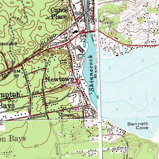Topographic Map of Newtown, NY