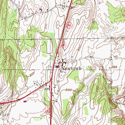 Topographic Map of Newtown, NY