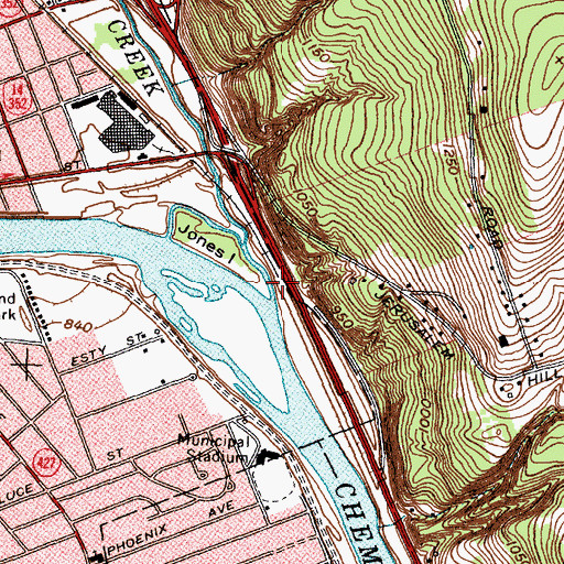 Topographic Map of Newtown Creek, NY