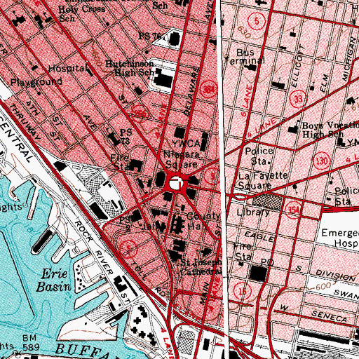 Topographic Map of Niagara Square, NY