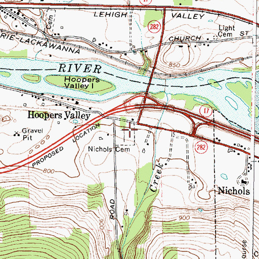 Topographic Map of Nichols Cemetery, NY