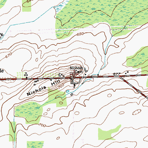 Topographic Map of Nichols Cemetery, NY
