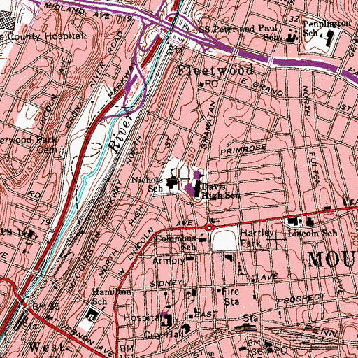 Topographic Map of Charles E Nichols Public School Number 15, NY