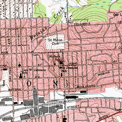 Topographic Map of George H Nichols School, NY