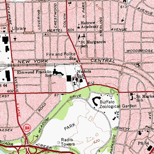 Topographic Map of Nichols School, NY