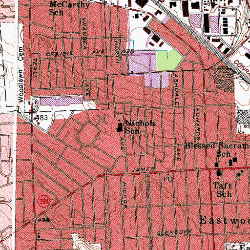 Topographic Map of Nichols School, NY