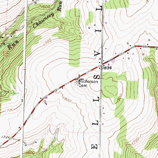 Topographic Map of Nicholson Cemetery, NY