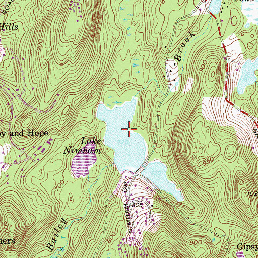 Topographic Map of Lake Nimham, NY