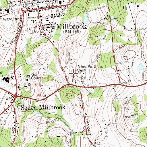 Topographic Map of Nine Partners Cemetery, NY
