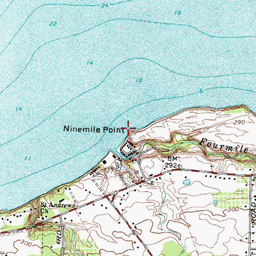 Topographic Map of Ninemile Point, NY