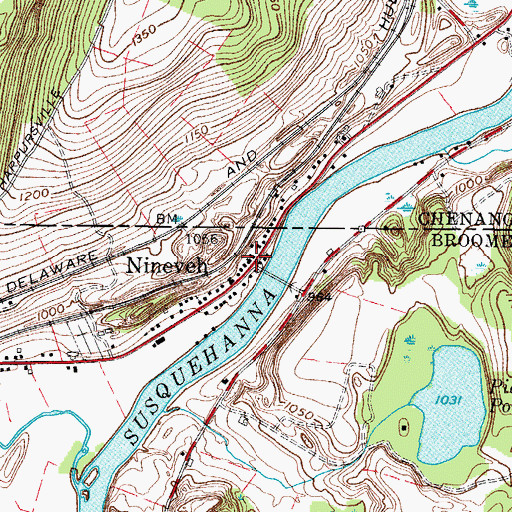 Topographic Map of Nineveh, NY
