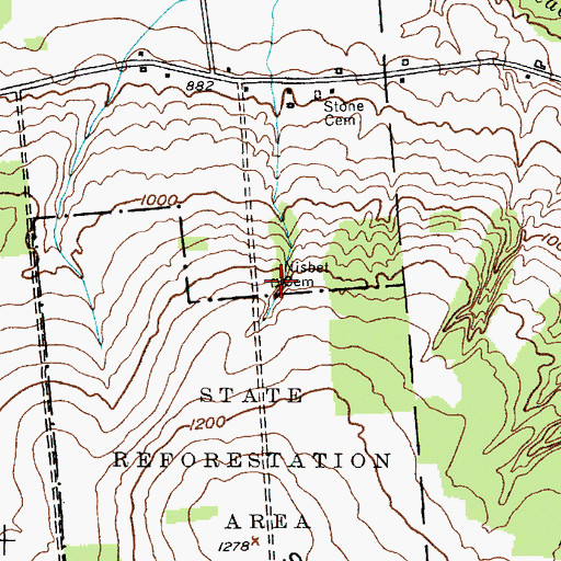 Topographic Map of Nisbet Cemetery, NY