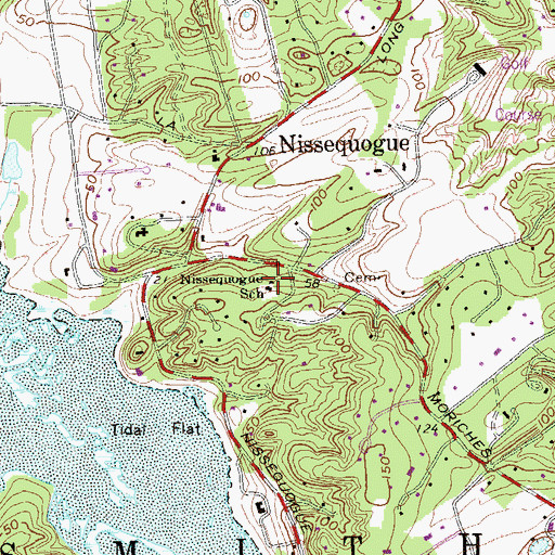 Topographic Map of Nissequogue School, NY