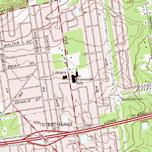 Topographic Map of Nokomis School, NY