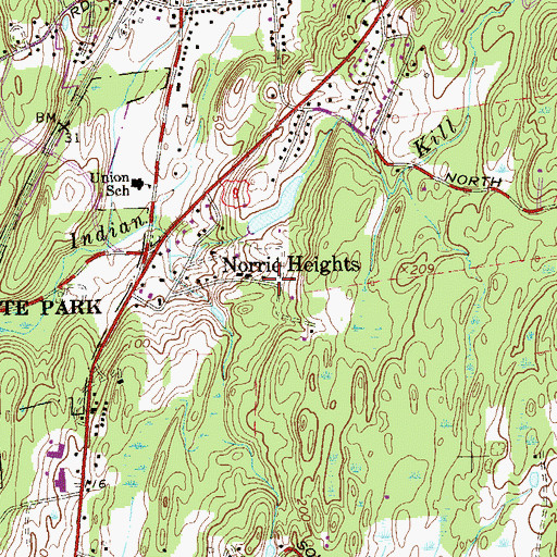 Topographic Map of Norrie Heights, NY
