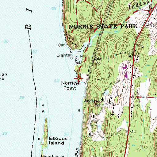 Topographic Map of Norrie Point, NY