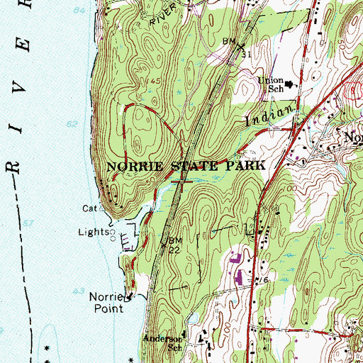 Topographic Map of Margaret Lewis Norrie State Park, NY