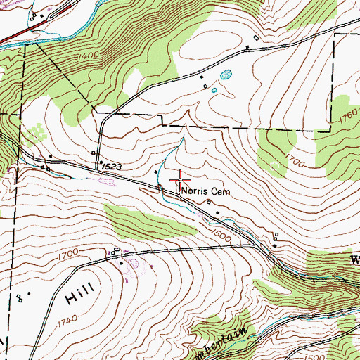Topographic Map of Norris Cemetery, NY