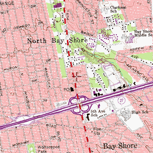 Topographic Map of North Bay Shore, NY