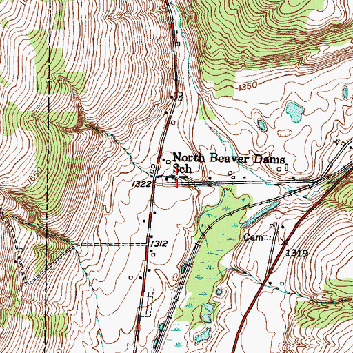 Topographic Map of North Beaver Dams School (historical), NY