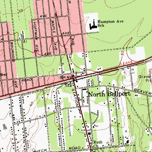 Topographic Map of North Bellport, NY