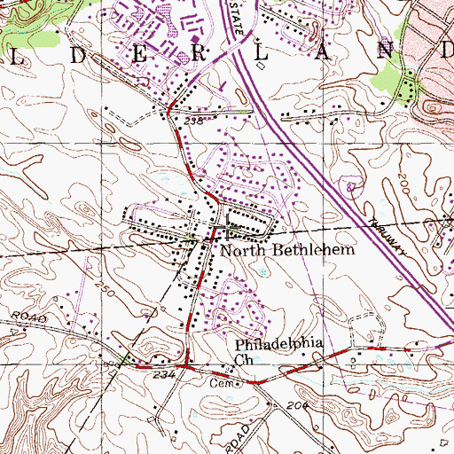Topographic Map of North Bethlehem, NY
